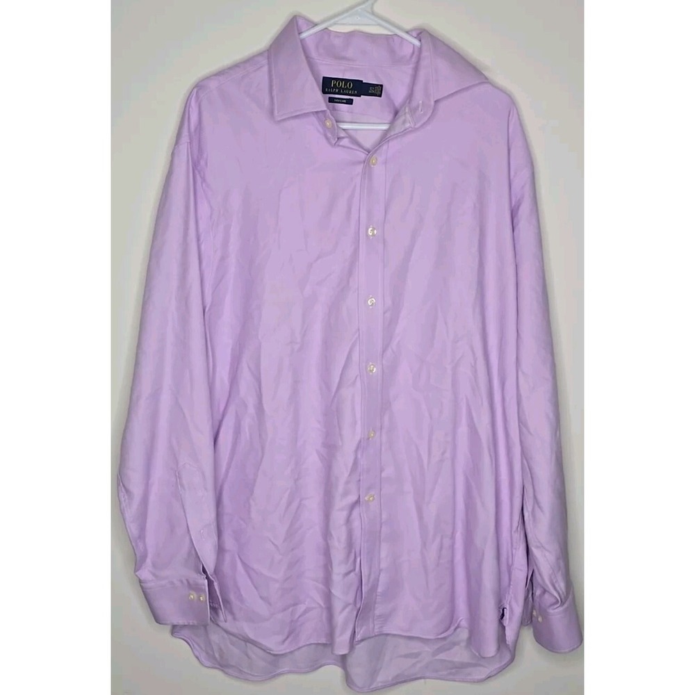 Polo Ralph Lauren Men's Easy Care Dress Shirt Sz‎ 17- 34/35 Lavender Cotton